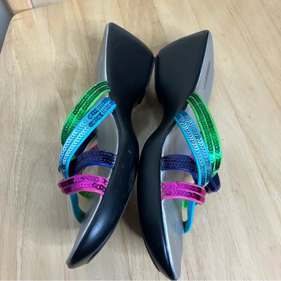 Seychelles multicolor sequin strappy slip on wedge sandals 8.5 - Picture 3 of 9